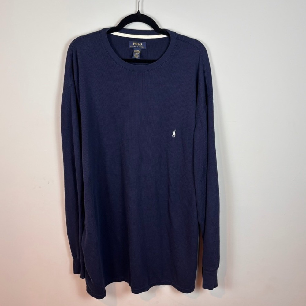 Polo Ralph Lauren Mens Navy Waffle Knit Thermal Sleepwear Top Sz 4X Comfort